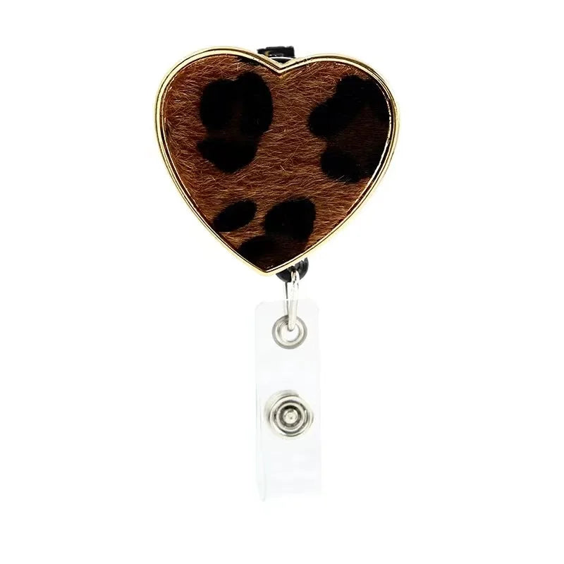 Lailina Alloy and Leopard Fur Badge Reel Clip Badge Holder for Nurse ID Holder Accessories