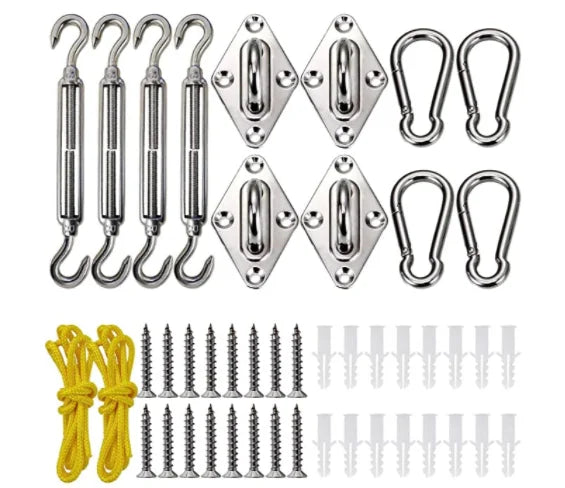 Shade Sail Hardware Kit for Triangle Sun Shade Sail Installation 304 Anti-Rust Stainless Steel