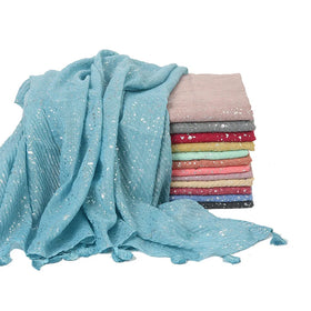 CCY Ladies Glitter Headscarf Muslim Women Vircose Hijabs Scarfs Sequin Shimmer Headwraps Stole Cotton Linen Foulard Head Scarves