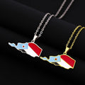 Manufacturer Enameled South Yemen Map Chain Necklace Stainless Steel 18K Gold Plated Enamel Yemen Flag Map Pendant Necklace