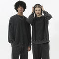 Heavy 350 Grams to Make Old Washed Round Neck Solid Color Sweater for Men and Women With Retro Matte Loose Pullover Sweater.