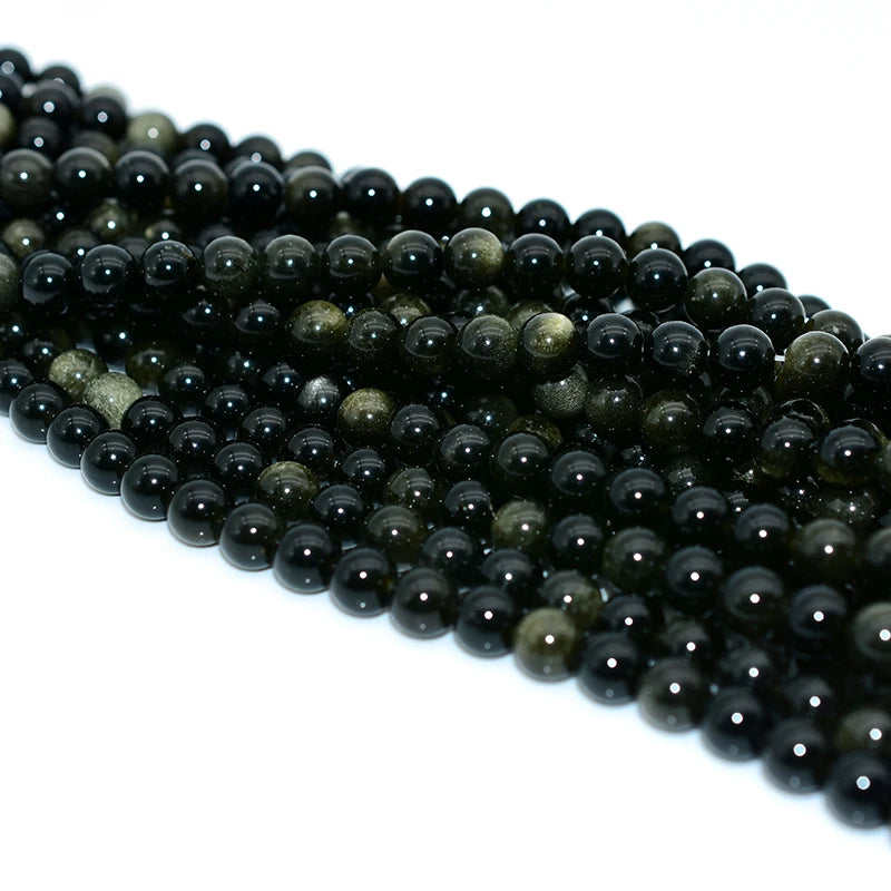 Wholesale 4/6/8/10/12/14/16mm Natural Golden Obsidian Loose Stone Beads for DIY Jewelry for Creative Designs