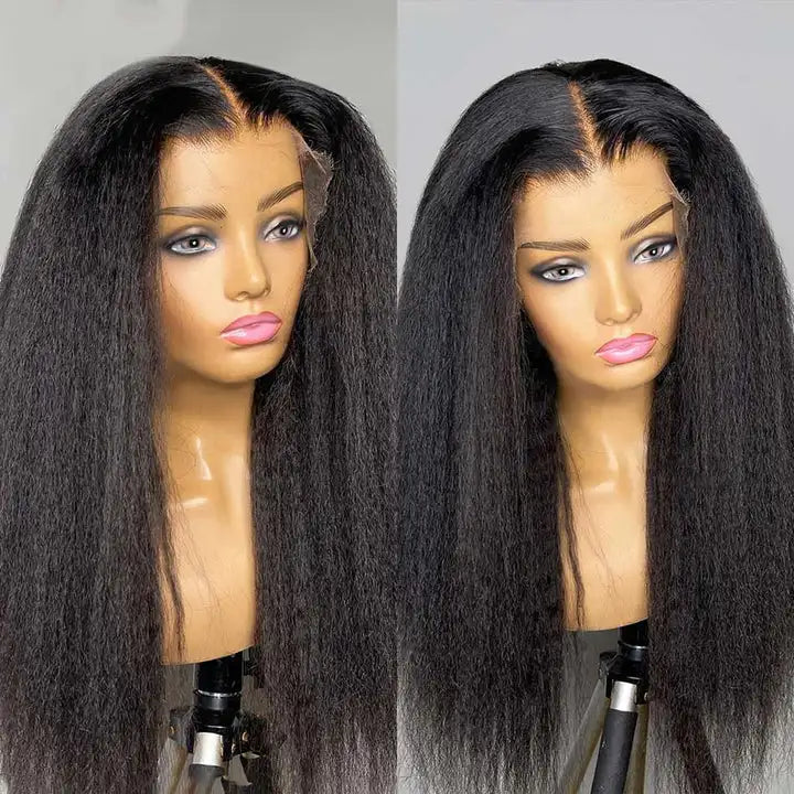 Wholesale Price 13x4 Glueless Lace Front Wigs Pre Plucked Natural Human Hair Wig for Black Women Raw Indian Kinky Straight Wig