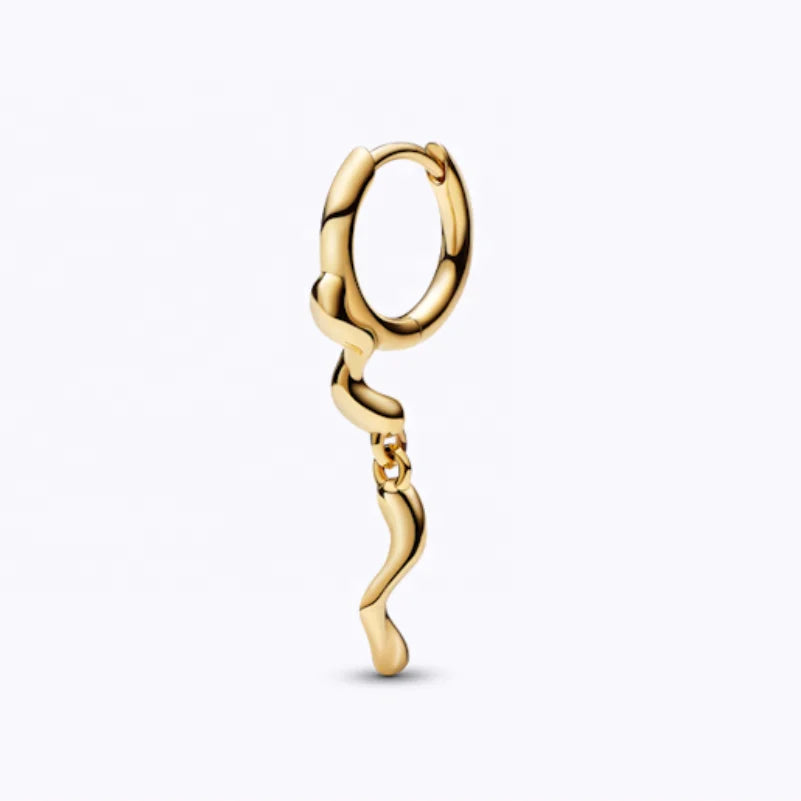 LOZRUNVE Unique Design Minimalist Wave Geometric Dangle Drop Hoop Earring Sterling Silver Jewelry