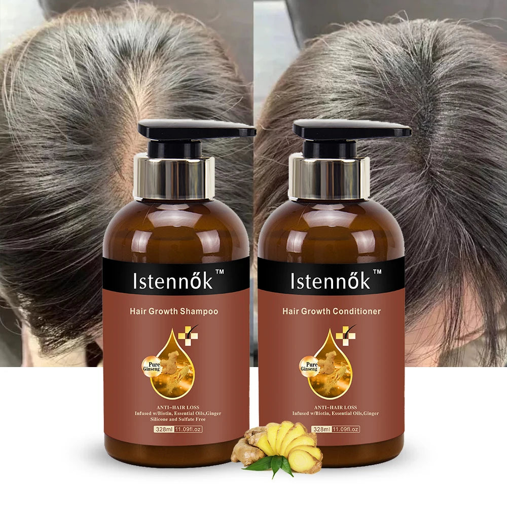 Istennok Peppermint Infused Anti-Hair Loss Shampoo Conditioner Combo Silicone Free Actually Works Stopping Alopecia Fluffy