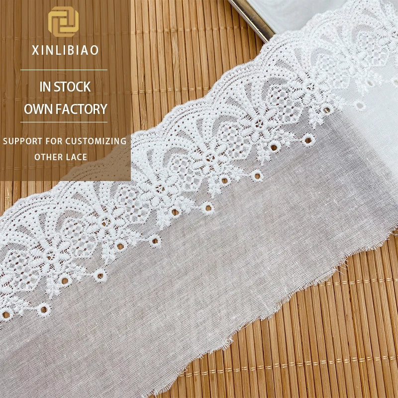 Cotton Lace Garment Accessories Lacefabric Computer Embroidery Cotton Thread Barcode Lace Embroidery Water Soluble Lace