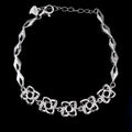 Sterling Silver 4*4mm Semi Mount Bracelet Empty Support Blank Claws Setting S925 Base Holder Without Center Stone Inlay for DIY
