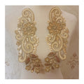 Embroidery Beaded Flower Pair Polyester  DIY Accessories Bridal Wedding Dress Applique Patches
