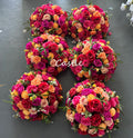 O-FB03 Wholesale Hot Pink Flower Ball Wedding Centerpiece Customs Silk Rose Artificial Flower Balls for Event Table Decoration