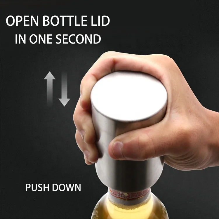 Wholesale Custom logo Stainless Steel Push Down Magnetic Automatic Beer Bottle Opener