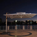 Promotional Modern LED Banana Umbrella Outdoor Parasol with Sand Bag 3X4M for Hotel/Courtyard/Dining Use