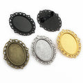 18x25mm Inner Size Antique Silver Plated and Bronze Brooch Pin Classic Style Cameo Cabochon Base Setting Tray MegaBDM