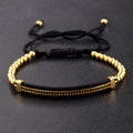Luxury CZ Black Zircon Long Tubes&4MM Copper Beads Macrame Men Bracelets&Bangles for Women Jewelry Bileklik