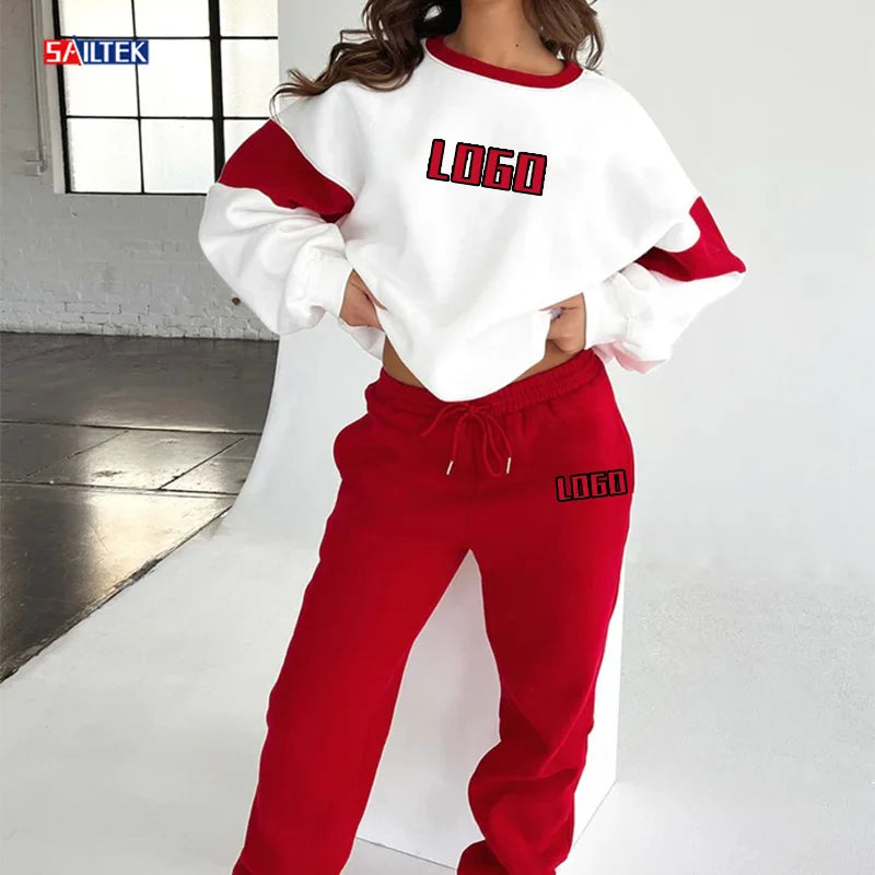 Jogging Suits Women Clothing 2026 Custom Tracksuit Two Piece Set Color Blocking Hoodie and Sweatpants Set