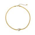 2023 New Arrival Stainless Steel 18K Gold Plated Snake Chain Clear CZ Choker Necklace for Women