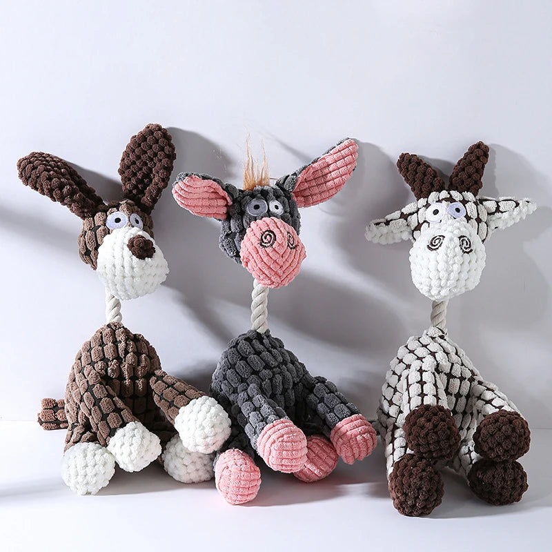 Cute Soft Squeaky Pet Toys 3 Pack Durable Stuffed Animal Plush Dog Toys