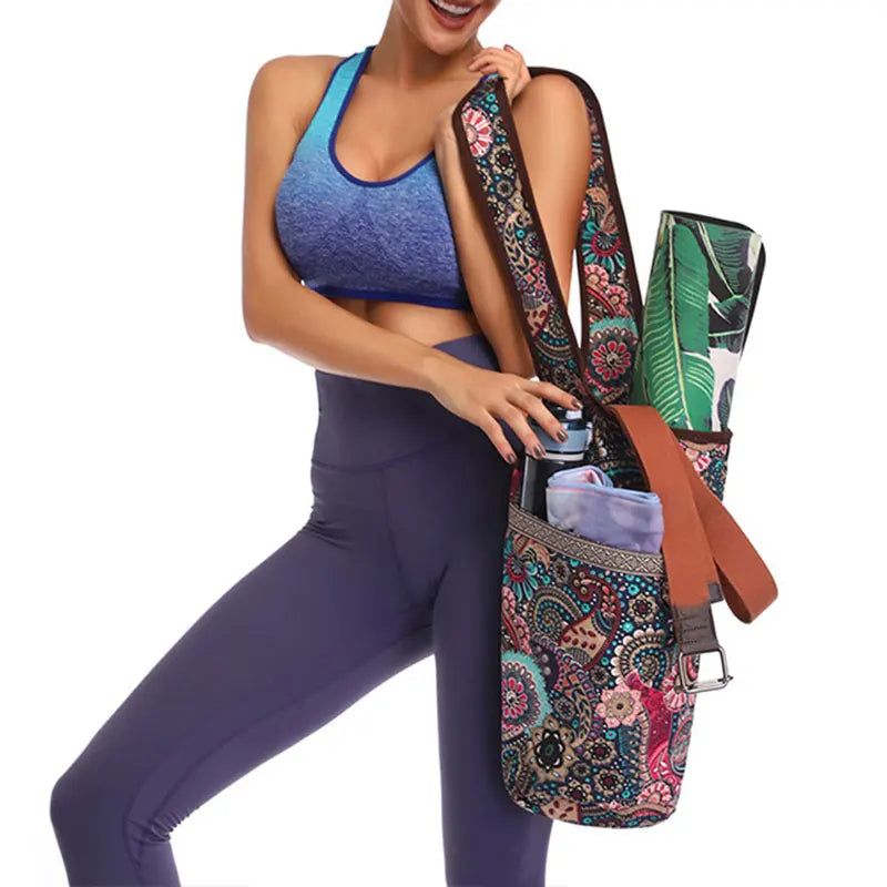 Custom Logo OEM Fashion Yoga Mat Bag Canvas Yoga Bag Large Size Zipper Pocket Fit Most Size Yoga Mat Bag