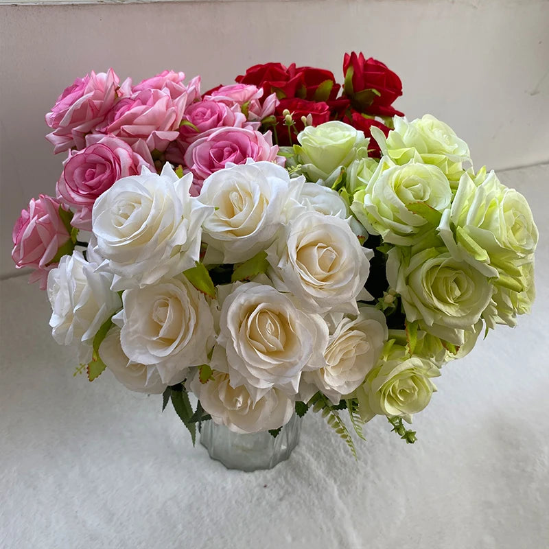 Decoration Mariage 12 Head Angle Golden Rose Artificial Flower Rose Flower