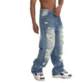 2024 Quality Cargo Jean Wholesale Blue Washed Jeans Side Pocket Design Jeans Pants for Man