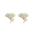 Hot Sales Tiny Jewelry Customized Sterling Silver Pearl Sterling Silver Leaf Earrings
