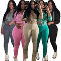 Autumn Winter New Arrival Women Long Sleeve Hooded Crop Top Long Pants Matching Sets Ladies Tracksuit Women Two Piece Pants Set