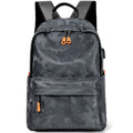 Grey Anti-Theft Tactical Smart USB Backpack Waterproof Polyester Material Computer Backpack with Zipper Closure for School Use