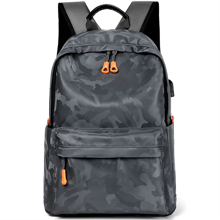 Grey Anti-Theft Tactical Smart USB Backpack Waterproof Polyester Material Computer Backpack with Zipper Closure for School Use
