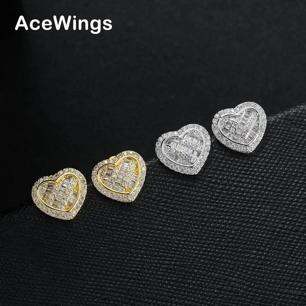 E086 Women's Geometric Zircon Gold/Silver Plated Stud Earrings with Micro Pave for Anniversary Party Gift