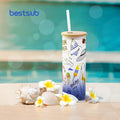 BestSub Wholesale Custom Personalized Frosted Gradient Color Sublimation Blanks 20oz 600ml Glass Skinny Tumbler