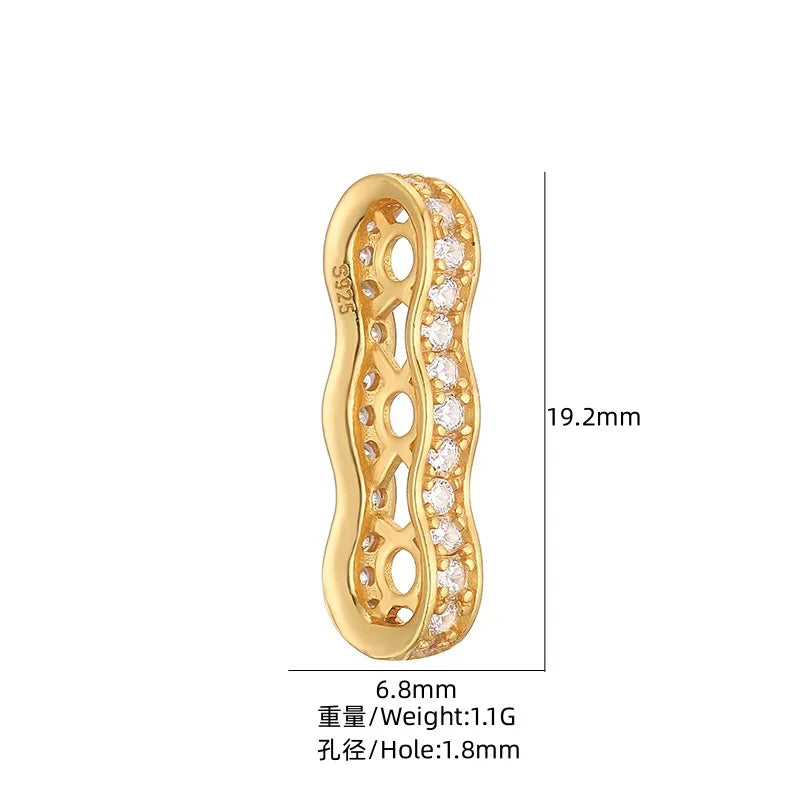 925 Sterling Silver CZ Universal Spacer Double-row 8-shaped Connecting PiecesHandmade Jewelry Necklace Spacers and Spacers