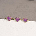 Wholesale Romantic Gold Plated Dreamy Color Light Violet Red Shine Imitated Opal Heart Shape Open Adjustable Finger Rings