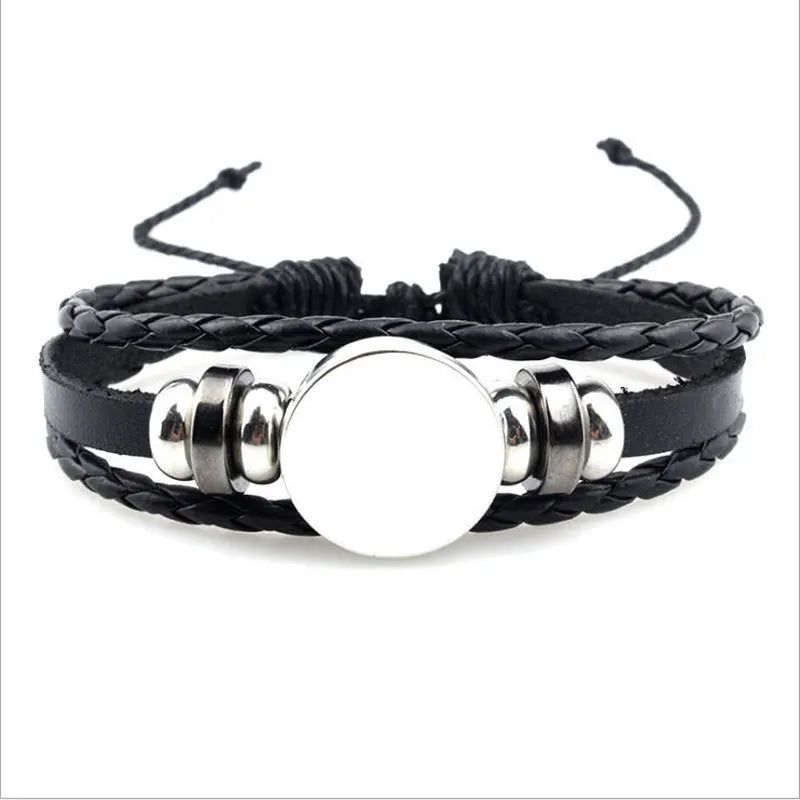 Sublimation Bracelet Blank Bracelet Bezel Setting Blank Heat Transfer Blank Leather Bracelet with Aluminum Sheet for DIY