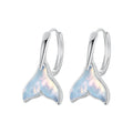 925 Sterling Silver Fish Tail Ear Buckles Blue Stone Hoop Earrings Plated Platinum Fine Jewelry for Women Wedding Jewelry BSE954