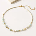 INS Hot Summer Sale 18K Stainless Steel Hypoallergenic Necklace Trendy Natural Energy Stone Beads Jewelry for Women