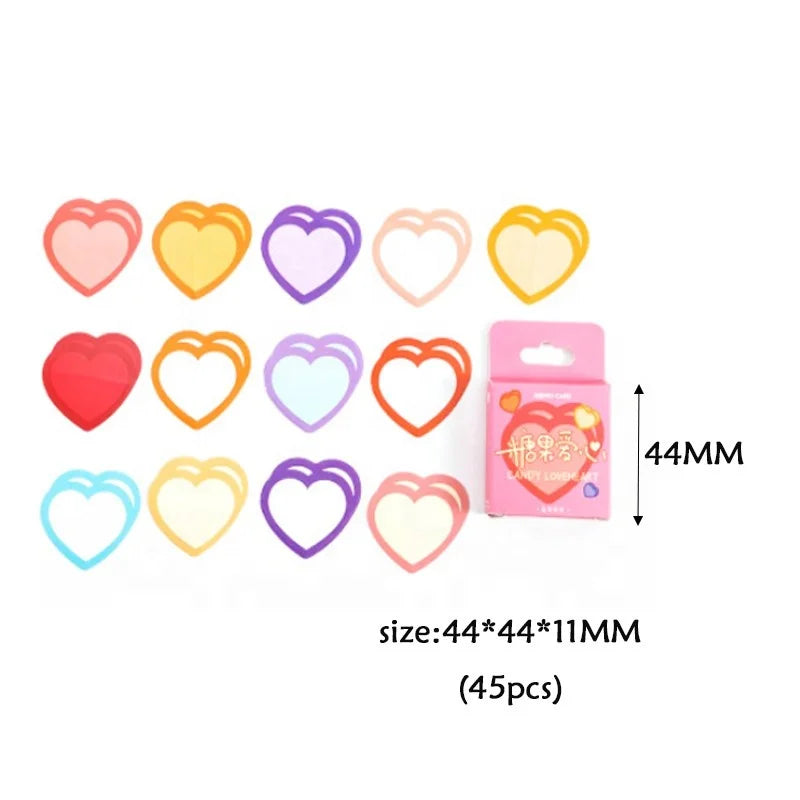46pcs/pack Heart Shape Cute Boxed Kawaii Stickers Planner Scrapbooking Stationery Japanese Diary Stickers