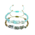 Handmade Knot Rope Charm Bracelets Natural Irregular Stone Amazonite India Agate Chips Beads Woven Bracelet