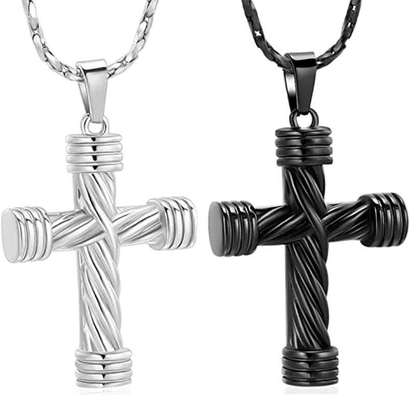 Stainless Steel Cremation Pendant for Ashes Cross Memorial Urn Necklace Keepsake Religious Memorial Jewelry for Men Women