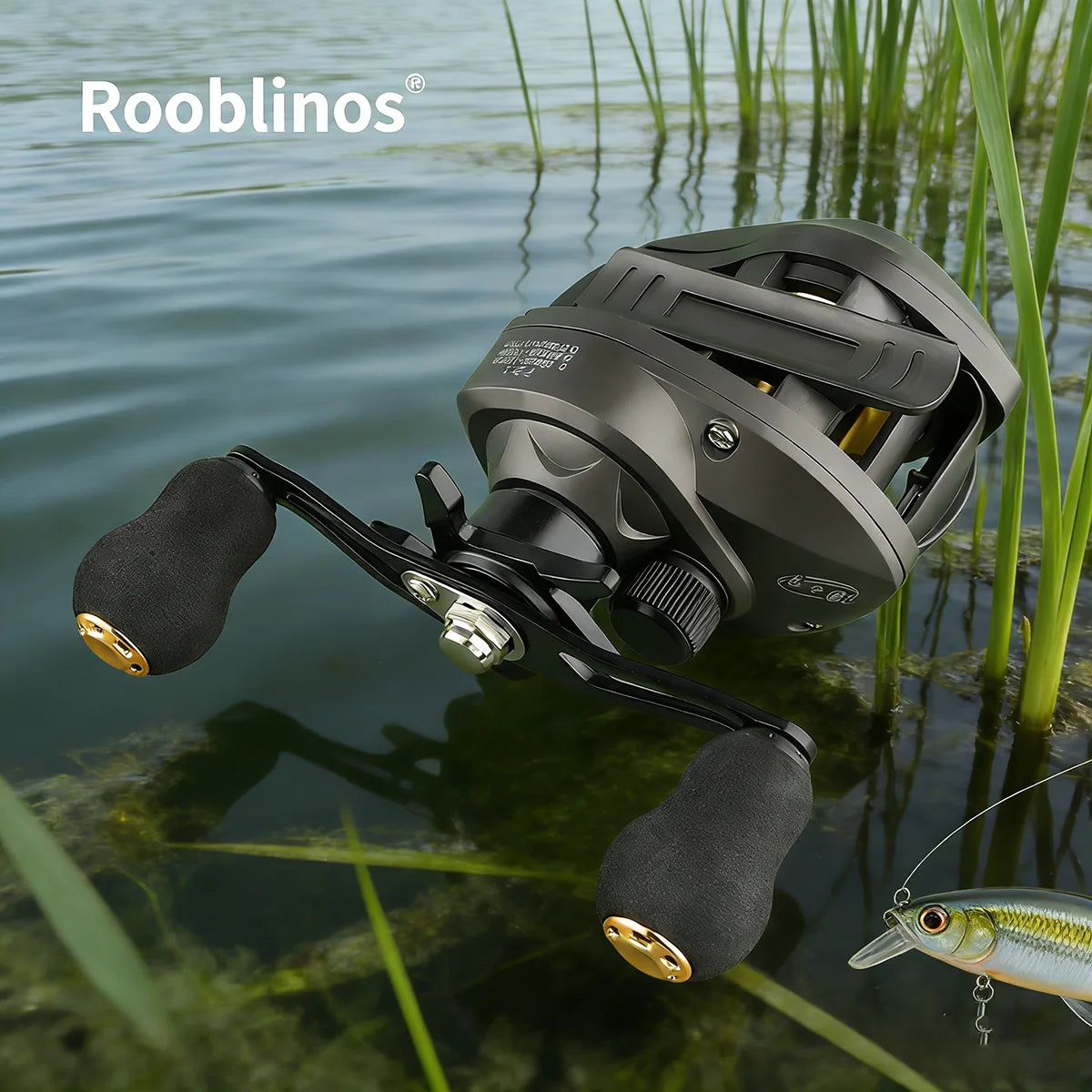 [Germany Stock] Rooblinos AK2000 Left Hand Baitcasting Reel 7.2:1 Gear Ratio with Anti-Reverse System for Lake & River Fishing