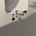 Pendiente 2022 Korean Fashion Silver Needle Heart Earrings Stud Small Versatile Geometric Earring Set New Temperament Jewelry