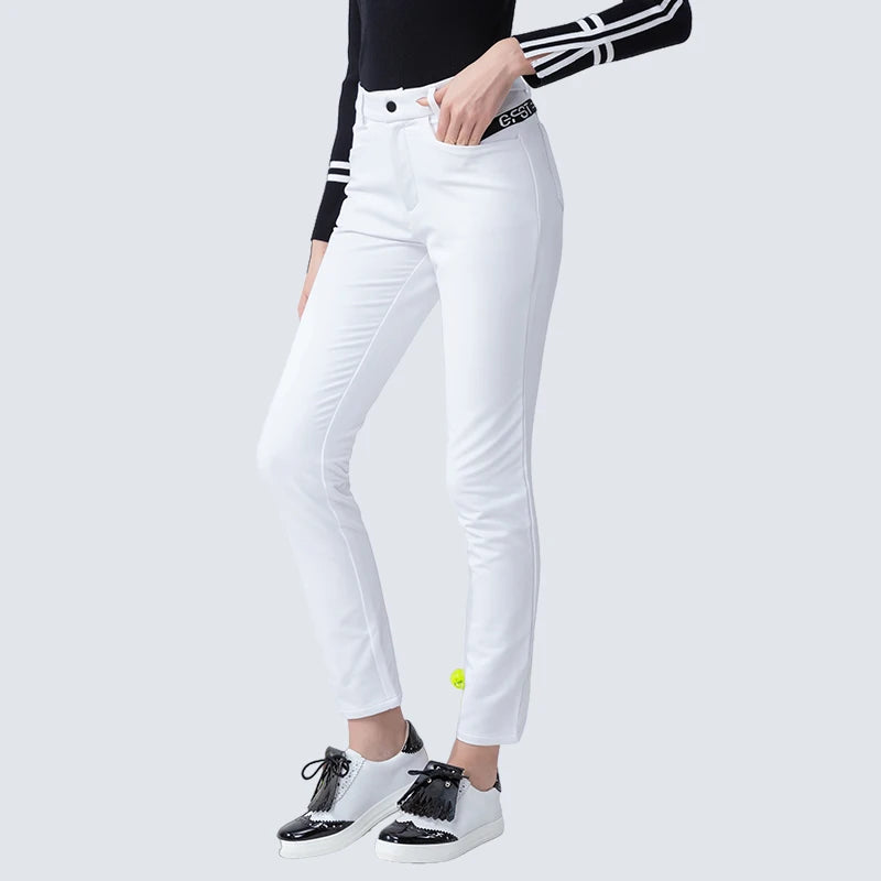 Autumn Spring Women's Golf Pants High Waist Slim Fit Four-Way Stretchy Warm Causal Sports Trousers for Ladies