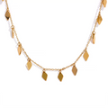 JINYOU 1185 Statement Rhombus Chain Drop Stainless Steel Waterproof Collar Necklace for Women Gold Color Charm Chic Jewelry