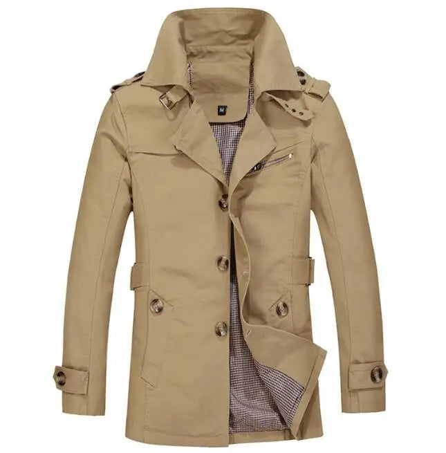 Men's Mid Length Autumn Winter Casual Overcoat Lapel Collar Suit New Men Business Jacket Coat