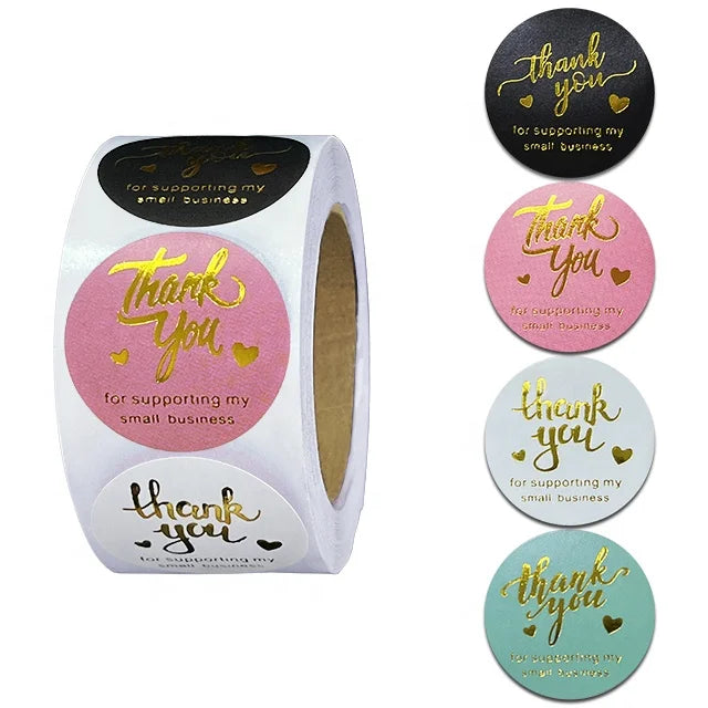 1.5 "1" Round Mhristmas/Gifts/Wedding/Party Food Label Roll Thank You Cards Custom with logo Sticker Printing for Small Business