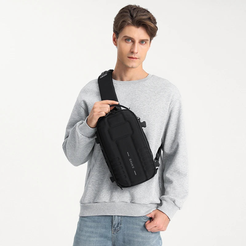Ozuko 9565 New Arrival Tactical Sling Bag for Men Original Design Tripod Trendy Waterproof Crossbody Camera Sling Bag