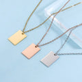 Customizable 18K Gold Plated Stainless Steel Rectangle Square Pendant Engravable Tag Charm for Jewelry Necklace