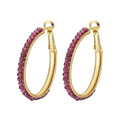 RINNTIN GME19 Original Black Spinel Garnet Amethyst Lapis Lazuli Solid 925 Sterling Silver Gemstone Hoop Earrings for Women