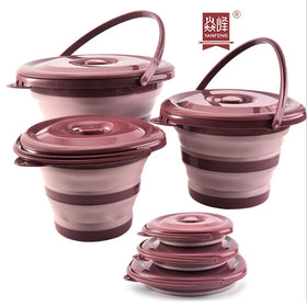 Factory Outdoor Red Silicone Folding Bucket Folding Bucket Portable Folding Bucket for Field Fishing