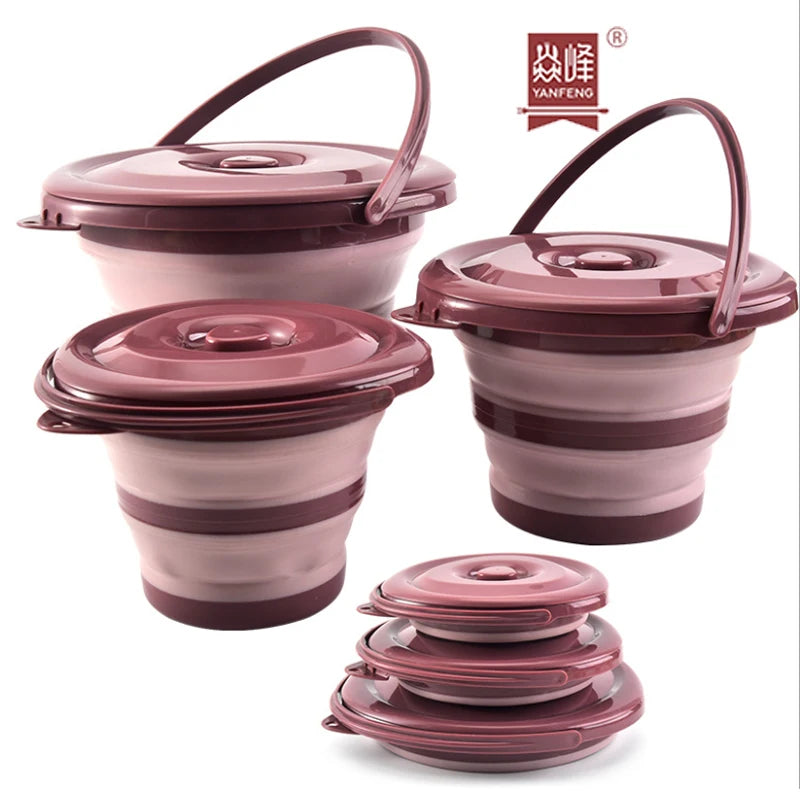 Factory Outdoor Red Silicone Folding Bucket Folding Bucket Portable Folding Bucket for Field Fishing