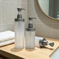 500ml 750ml Frosted Translucent Grey Plastic Bottle Cylinder Screen Printing Refillable Container for Hair Shampoo & Shower Gel