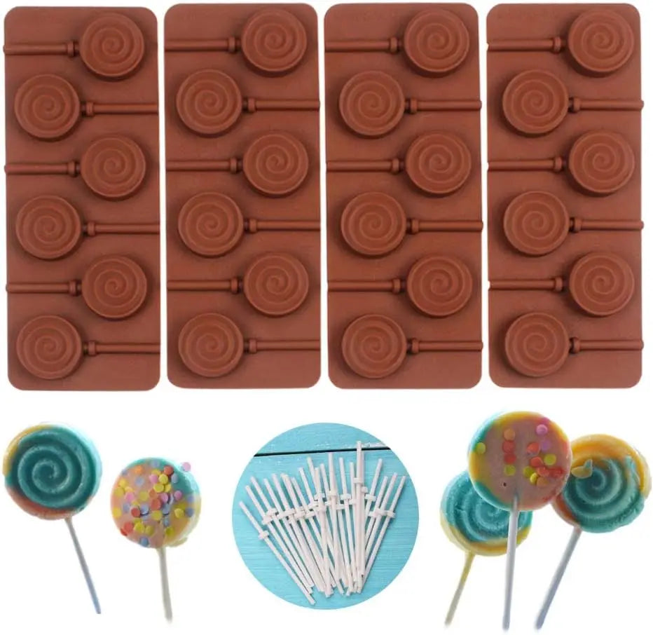 Molde De Silicona Lollipop Candy Mold Silicone Lolly Pops Molds Round Swirl Hard Candy Lollypop Sucker Mould